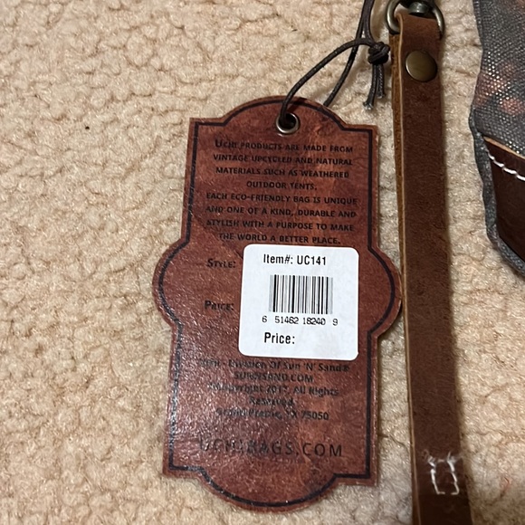 NWT Uchi Hattie Gold Splattered Canvas Wristlet Recycled Clutch Leather Metallic - Picture 7 of 12